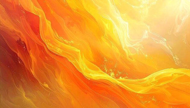 Flowing golden and orange abstract liquid texture, creating a luminous effect
