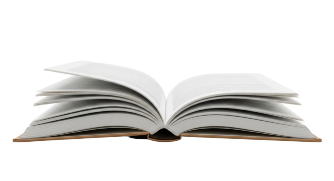 Open Book With Many Pages Fluttering isolated on transparent background