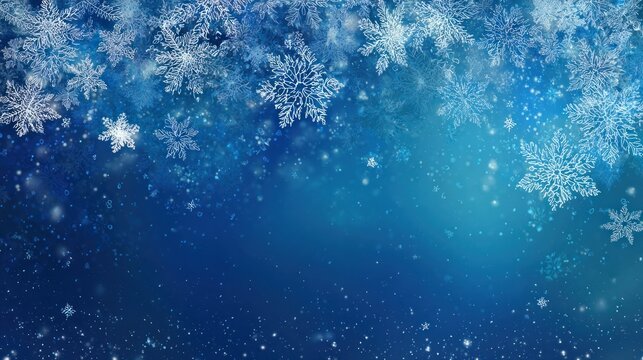 Blue Christmas background with snowflakes and wintry theme