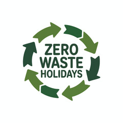 Zero Waste Holidays Eco Christmas Typography Badge Flat Vector Design