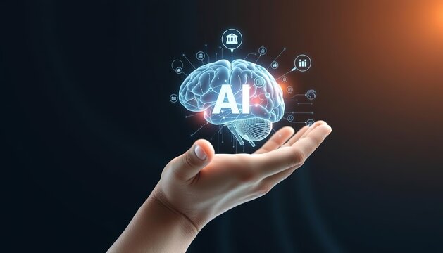 AI Neural Processing Power Displayed Through Digital Brain Visualization