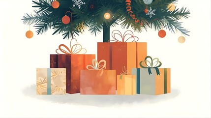 暖かい光に包まれたシンプルなクリスマスの贈り物