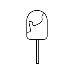 An isolated black and white ice cream icon. Summer vibe. Doodle style. Can be used in mobile apps, websites, and advertising.