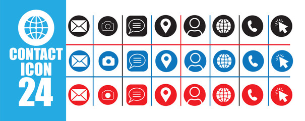 Colorful Contact and Communication Icon Set