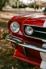 Red vintage car closeup details