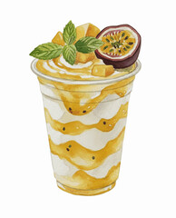 Sweet & Tangy Blend Mango Passion Fruit Smoothie isolated watercolor vector illustration svg