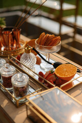 Elegant Outdoor Table Setting with Fruit and Spices