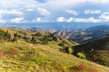 Fototapeta premium View of landscapes and houses within the Chopcca peasant community