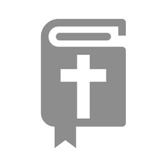Bible vector icon. Christian book with cross and bookmark.