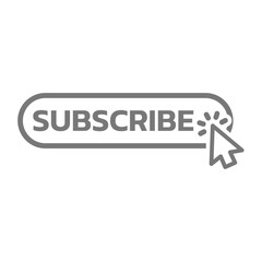 Subscribe push button with mouse arrow. Cursor click subscription vector.