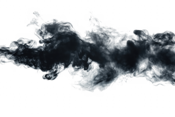 Dark smoke cloud swirling isolated on a transparent background
