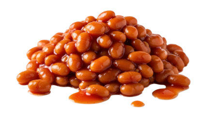 Heap Of Baked Beans In Tomato Sauce isolated on transparent background