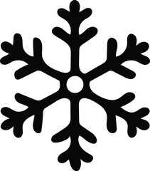 Minimalist Black Snowflake Icon on White Background