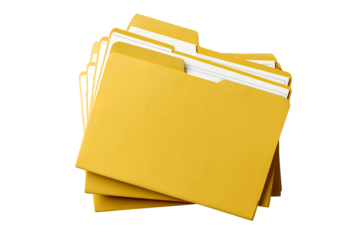 Stack of yellow file folders, office supplies
