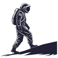Astronaut climbing hill in vector art