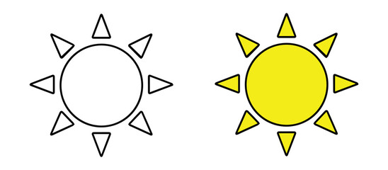 Simple Hand-Drawn Sun Icon Isolated on White Background PNG