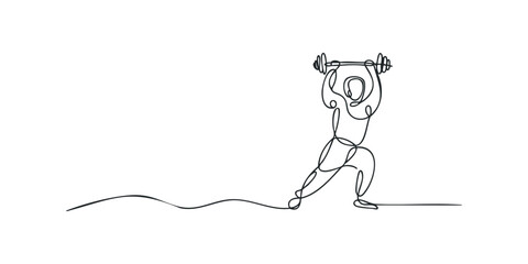 Abstract figure performing weightlifting with a barbell