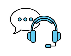 Customer Service Icon — Headset with Speech Bubble Contact Support Vector PNG