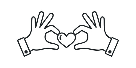 Obraz premium Two Hands Forming a Heart Shape Outline