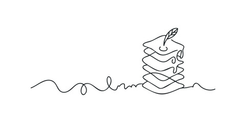 Stacked Pancakes with Syrup and Leaf Garnish