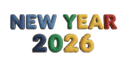 Colorful new year 2026 balloons isolated on transparent background
