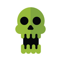 Green Skull Illustration — Cartoon-Style Toxic Halloween Icon