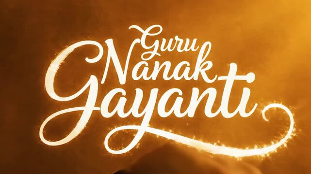 Illuminating the sacred words a hand delicately paints nanu gavo with a brush, creating a glowing inscription of spiritual significance guru nanak jayanti