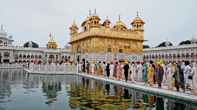 Pilgrims visit the golden temple, also known as harmandir sahib, a prominent sikh gurdwara in amritsar, punjab, india guru nanak jayanti