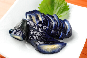 Japanese Eggplant Tsukemono Pickled with Shiso Leaf