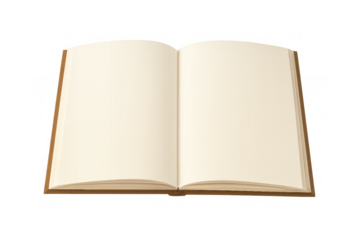 Open book with blank pages for custom text or design, education and literature learning concept on transparent background