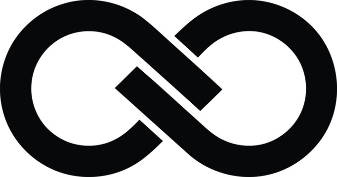 Simple bold infinity loop icon isolated on a white background.