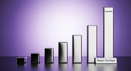 Growing Metallic Bar Chart with a Ready Button and a Purple Backdrop