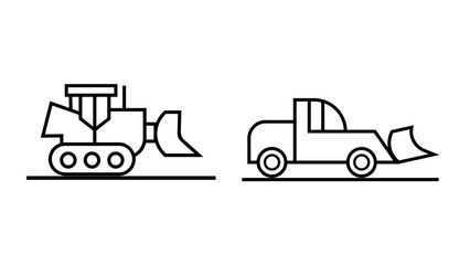 Construction Vehicles Line Art Vector Set Heavy Machinery Outline Illustration design.