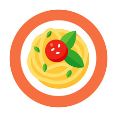 Pasta Plate with Tomato Sauce Vector Illustration