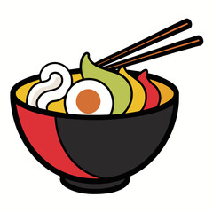 Ramen Bowl with Chopsticks Vector Illustration