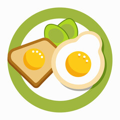 Breakfast Plate with Eggs and Avocado Vector Illustration 