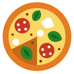 Fototapeta premium Pizza Slice with Toppings Vector Illustration