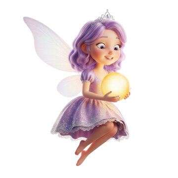 Enchanting Sugar Plum Fairy Princess with Delicate Wings Holding a Glowing Orb, Spreading Magic and Wonder, Perfect for Children's Books or Magical Themed Designs