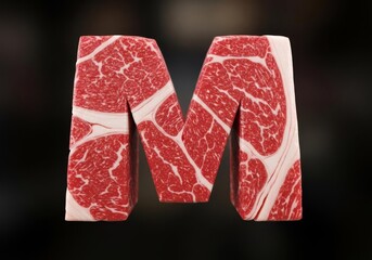 Letter M in Marbled Beef Texture