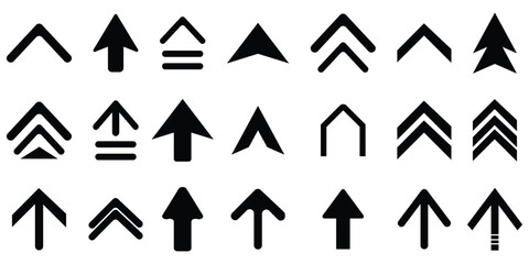 Set swipe up arrows icons. Different black arrows sign upwards. Scroll or swipe up. Graphic vector elements for web, applications, infographic, social media.  arrow icons for swipe and scroll interfac