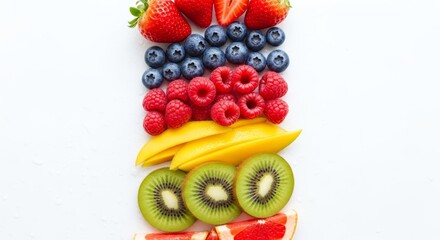 Vibrant and Freshly Washed Berry and Tropical Fruit Assortment