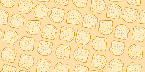doodle loaf pattern. doodle bread slice pattern background. toasted bread pattern background. loaf bakery pattern.
