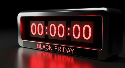 Countdown timer displaying Black Friday sale on digital clock  