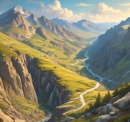 Panoramic view showing ecological zones along a mountain slope