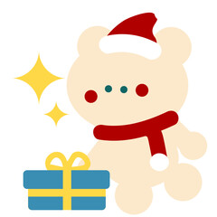 cute bear santa claus with gifts