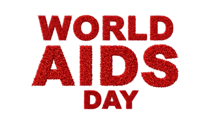 World aids day banner in red floral pattern isolated on transparent background, symbolizing support and awareness for the global health initiative