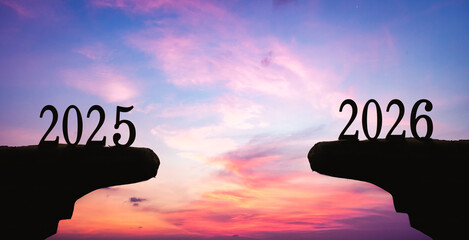 Happy new year 2026 with sunset background. Happy new year 2026 concept.