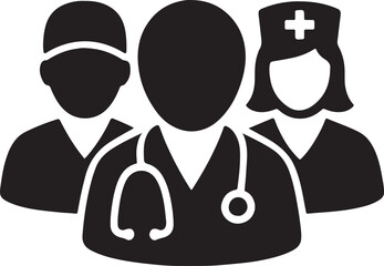 PrintHealthcare team icon with doctor and nurses in silhouette
