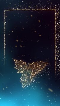 Christmas Mistletoe with Sparkling Particles and Snow in Background with Copy Space for your Christmas Message