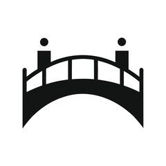 Minimal bridge over river silhouette vector clean architecture connection design on white background